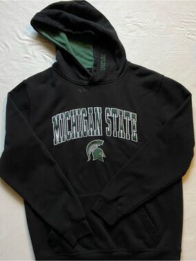Colosseum Black Pullover Hoodie with Green Michigan State Logo